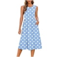 thumbnail image 2 of Odbmxy Sun Dresses for Women Plus Size Tunic Sleeveless Women Midi Dress Polka Dots with Pockets Blue Fairy Vacation Dress, 2 of 6