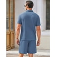 thumbnail image 4 of COOFANDY Men's Waffle Knit Polo Shirt and Shorts Set 2 Pieces Outfits Summer Suit Casual Tracksuit with Pockets, 4 of 10