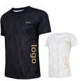 thumbnail image 1 of Camiseta de competición informal en blanco y negro con cuello redondo y manga corta de secado rápido para hombres y mujeres, con estampado de uniforme de equipo, 1 of 3
