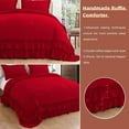thumbnail image 5 of 1 Piece Luxury 5 Inch Two Layer Ruffle Comforter 550 GSM All Season (Oversized Queen Size) Premium Super Soft - 800 TC, 100% Egyptian Cotton- Solid Red Colour, 5 of 7
