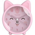 thumbnail image 1 of Reloj despertador de animales lindo para niños Reloj de silicona silencioso que no hace tictac Reloj de viaje con luz nocturna (gato rosa), 1 of 5