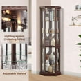 thumbnail image 3 of Lighted Wooden Corner Display Curio Cabinet,Glass Display Cabinets with Glass Doors,Adjustable Shelves(Bulbs Included) for Living Room,Dark Cherry, 3 of 7