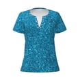 thumbnail image 3 of Naloa Blue Glitter Print T-Shirts Short Sleeve V Neck Tees for Women Fashion Tops Trendy Lightweight Soft Casual Summer Outfits Clothes, 3 of 5