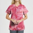 thumbnail image 3 of NAMTYQX Breast Cancer Scrub Top Stylish Floral Breast Cancer Awareness Shirts Pink Size M, 3 of 4