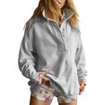 thumbnail image 2 of Stralyhd Womens Oversized Sweatshirt Button Henley Neck Long Sleeve Soft Relaxed Fit Pullover Tops Fall Fashion Clothes Light Gray XL, 2 of 4