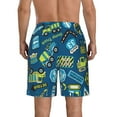 thumbnail image 3 of Kll Cartoon Heavy Equipment Machinery Road Construction Men'S Casual Summer Beach Shorts Hawaiian Shorts With Pockets-Large, 3 of 9