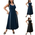 thumbnail image 1 of Robe Grande Taille Unie Sans Manches à Col Rond Décontractée Robe Grande Taille pour Femmes Robes d'Été Décontractées Noir TG, 1 of 6