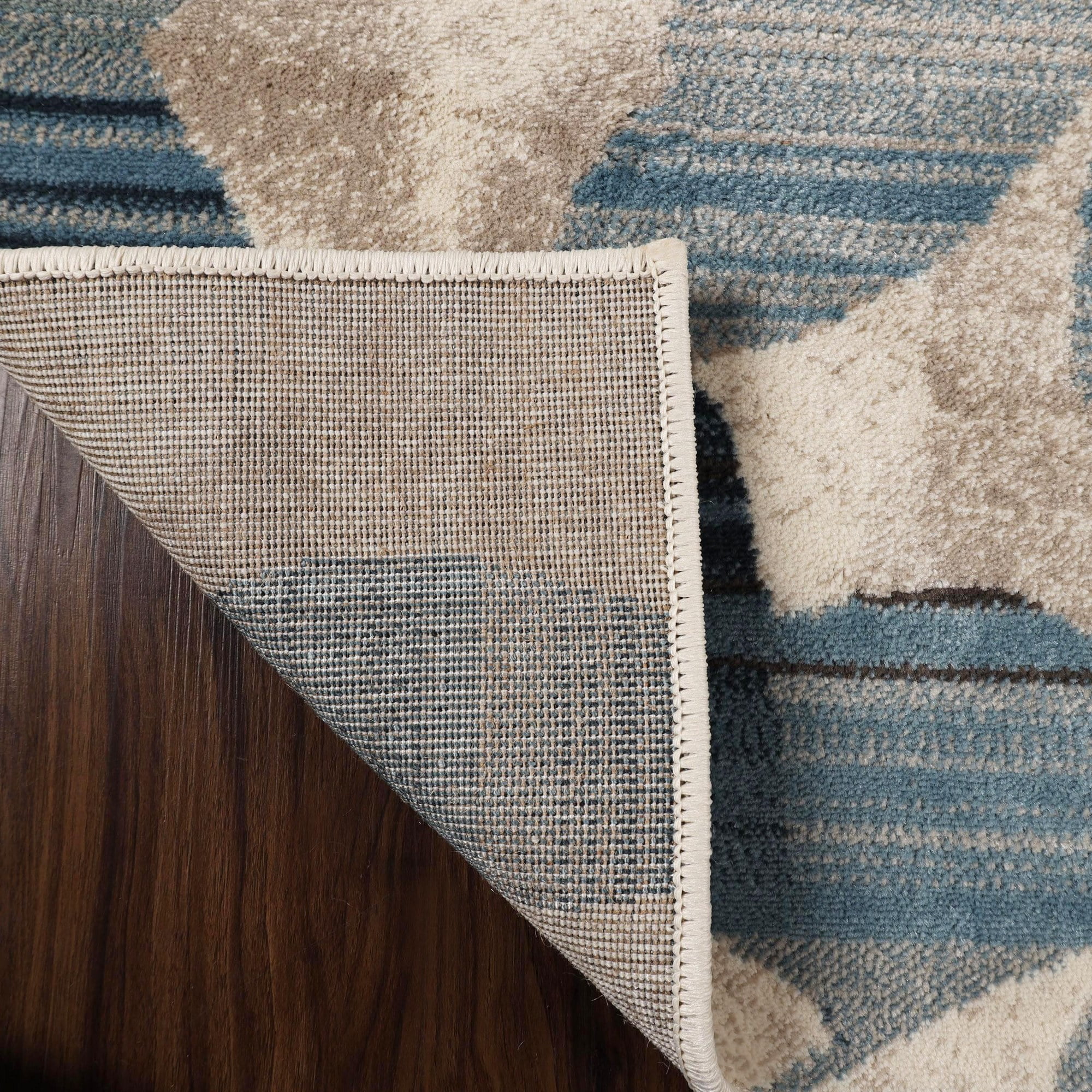 Superior Mahonia Leaf and Vine Indoor Area Rug, 5' x 8', Cream/ Blue