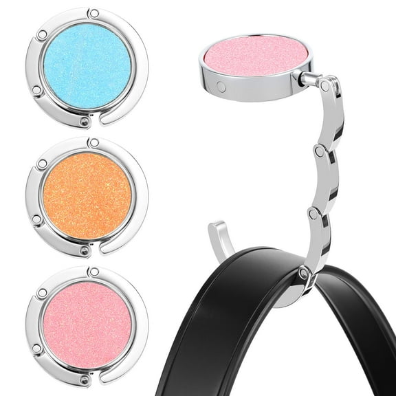 3pcs Purse Table Hanger, Foldable Purse Hook, Bling Rhinestone Purse Holder for Table, Metal Purse Hanger for Table, Purse Hook for Girls and Women