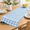 Blue White-25' Long X 16" Wide, variant on Red White Gingham Paper Table Runner Roll, 25' Long X 16" Wide