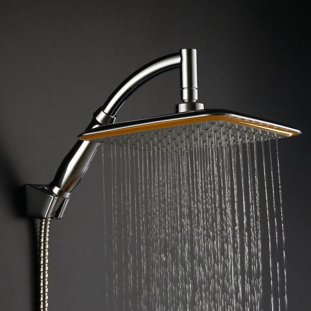 RV Cabezal de ducha de lluvia para baño, rotación de 360 grados, 9 pulgadas, brazo de extensión de ducha cromado ABS, ahorro de agua, cabezal de ducha delgado de mano Sailing Electrónica