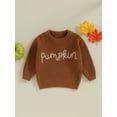 thumbnail image 3 of Hirigin Toddler Baby Boy Girl Halloween Sweater Pumpkin Embroidery Warm Pullover Knit Sweaters Sweatshirt Tops Fall Winter Clothes, 3 of 8
