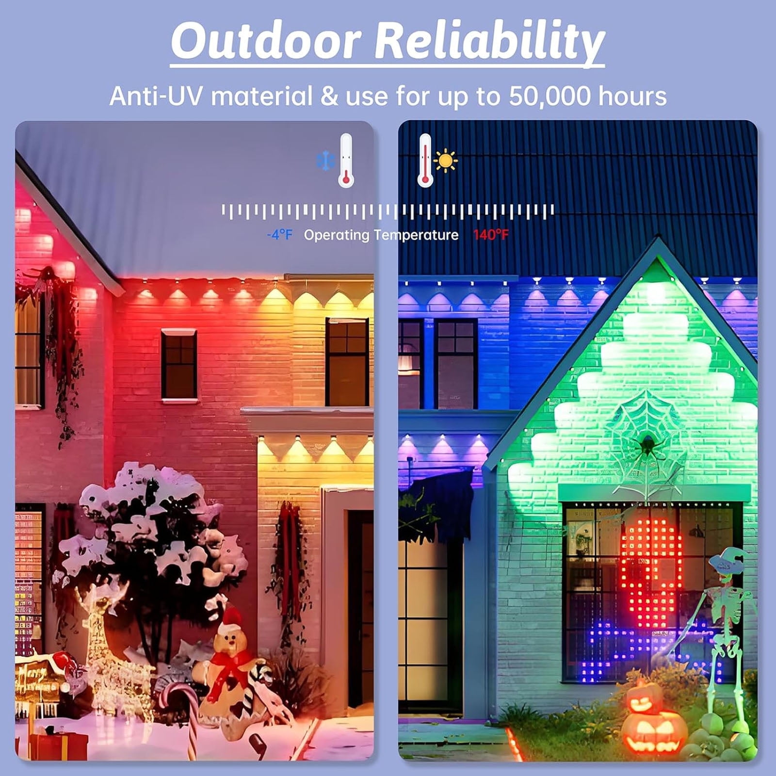 300FT Permanent Outdoor Lights, IP67 Waterproof RGB LED Eaves Lights with Smart App and Remote Control, 150 LEDs Outdoor Strip Lights Color-Changing Mode for Christmas/Party/Daily Decoration