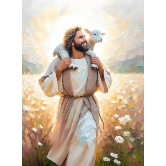 Inspirational Shepherd & Lamb Paint by Numbers Kit for Adults & Kids, Christian Faith DIY Canvas Art