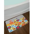 thumbnail image 2 of Floral Bath Mat, Cute Flower Heads in Circular Shapes Modern Colorful Summer Girls Graphic Print, Non-Slip Plush Mat Bathroom Kitchen Laundry Room Decor, 29.5 X 17.5 Inches, Multicolor, Ambesonne, 2 of 2