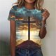 thumbnail image 4 of Tops de Ajuste Suelto para las Mujeres Sudadera Casual Impresa Manga Corta Cuello Redondo Superior, Poliéster, 4 of 5