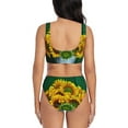 thumbnail image 3 of Wukai Sunflowers in Bucket Women's Bikini Set Two Piece,wimsuit High Waisted V Neck Twist Front Adjustable Spaghetti Straps Bathing Suit-Small, 3 of 7