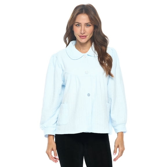 Casual Nights Button Front Polyester, Sleep Bed Jacket Top (Women's) L