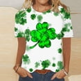 thumbnail image 2 of BLVB St Patricks Day Shirts Womens Crew Neck Short Sleeve Summer T Shirt Four Leaf Shamrock Graphic Tee Tops, 2 of 4