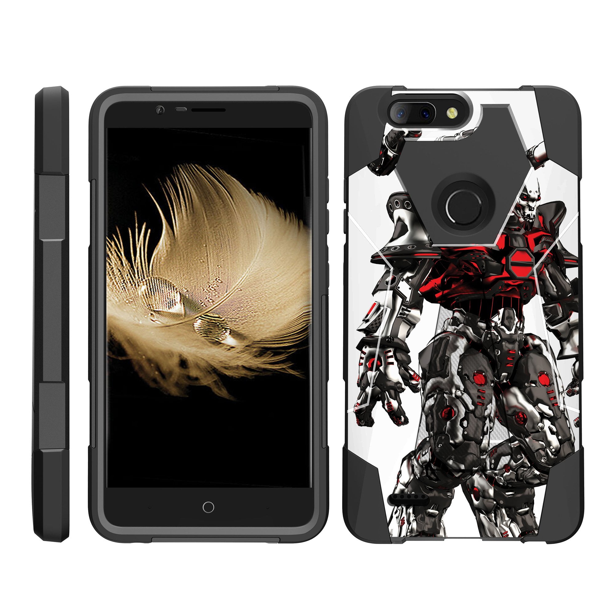 Turtlearmor A For Zte Blade Z Max Zte Sequoia Zte Zmax Pro 2 Z9 Dynamic Shell Dual Layer Hybrid Silicone Hard Shell Kickstand Case Mecha Robot Walmart Com Walmart Com