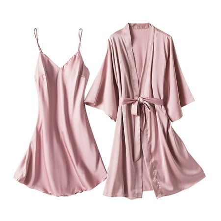 

WOCLEILIY Satin Silk Pajamas Women Nightdress Lingerie Robes Underwear Sleepwear Sexy EAN13