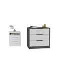 thumbnail image 2 of Linden 2 Piece Bedroom Set, Kaia 3 Drawer Dresser + Eter Nightstand, White / Smokey Oak, 2 of 6