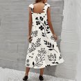 thumbnail image 4 of LWavelet Women's Square Neck Ruffle Strap Floral Print Tiered Midi Dress for Casual & Summer Wear Black M, 4 of 5