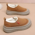 thumbnail image 6 of Women's Warm Platform Cotton Shoes Comfortable Plush Slip On Sneakers Fleece Lined Non Slip Short Chelsea Boots Brown Size 8, 6 of 9