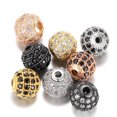 thumbnail image 3 of 10pc Brass Paved Cubic Zircon Metal Beads Bulk Rhinestone Bead Craft 10mm, 3 of 10
