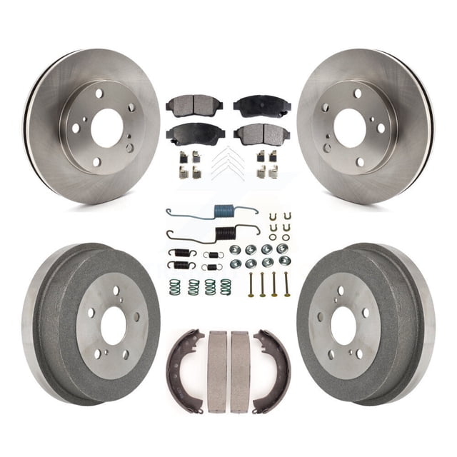 Transit Auto Front Rear Disc Brake Rotors Ceramic Pads and Drum Kit (7Pc) for Car Toyota Camry 2.2L K8T-102447