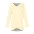 thumbnail image 4 of Annhoo Plus Size Tops for Women Fall Long Sleeve V Neck Solid Color Tunics Casual Loose Going out T Shirts, 4 of 5