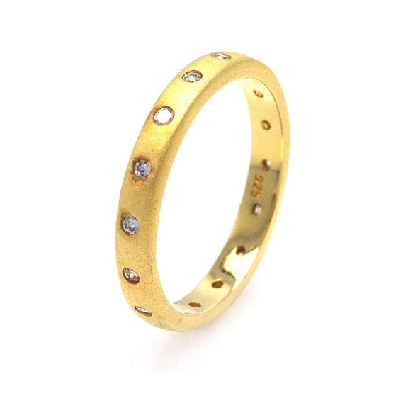 Sterling Silver 925 Gold Plated Stackable Eternity Midi Ring White CZ Jewelry Female Size 8