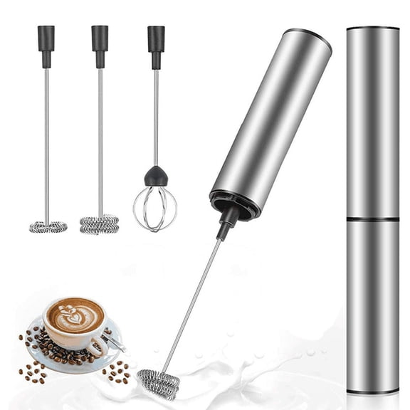 Handheld Electric Milk Frother with 3 Replacement Heads, USB Rechargeable Coffee Drink Mixer Blender Kit