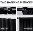 thumbnail image 5 of Black 100% Blackout Curtains 96 Inch 2 Panels, Luxury Thermal Insulated Black Velvet Curtains for Bedroom Living Room, Soundproof Blackout Window Drapes, Rod Pocket & Back Tab (52W x 96L), 5 of 6