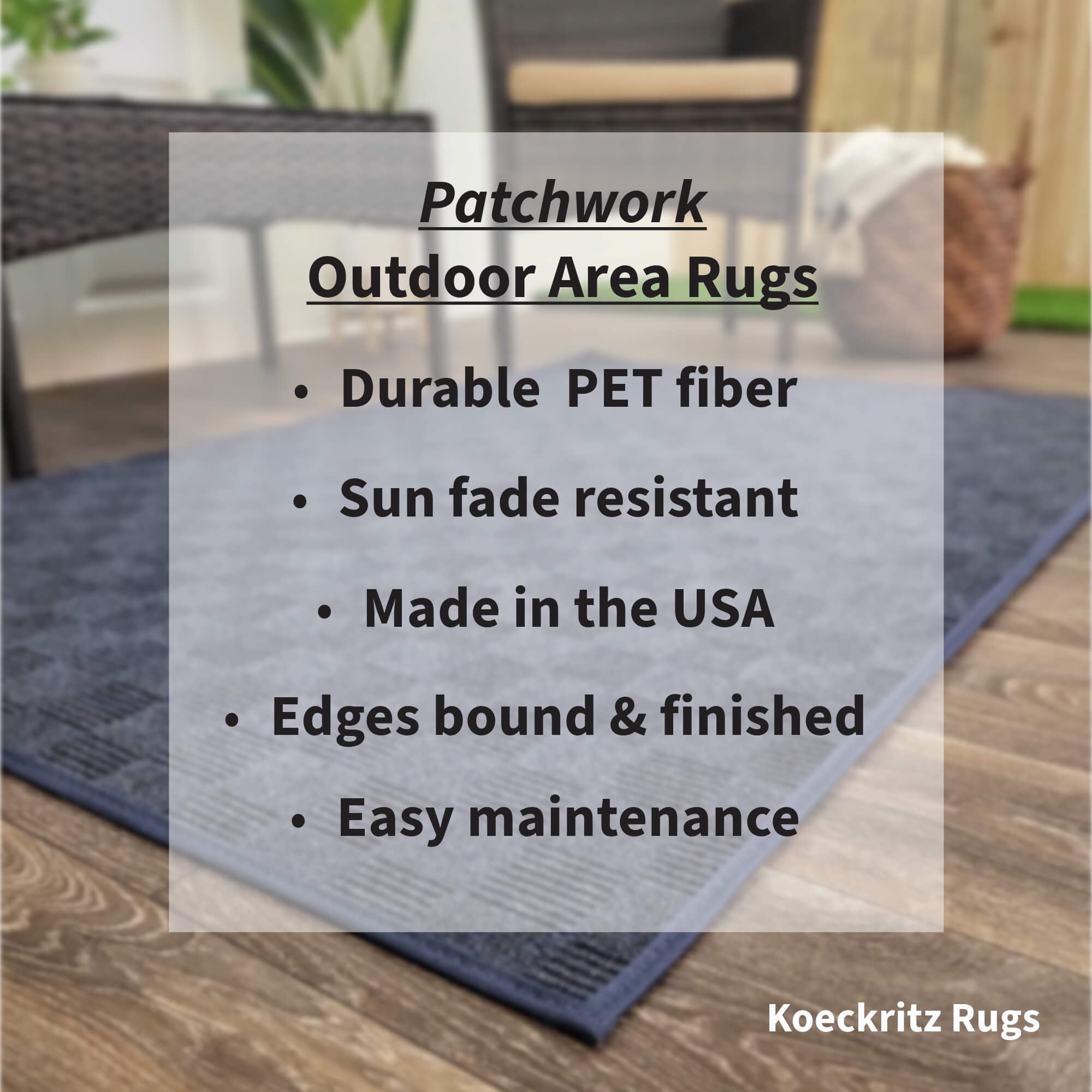 Koeckritz Rugs 6'x9' Ocean Blue Patchwork Indoor/Outdoor Rug Soft, Durable & Easy to Clean