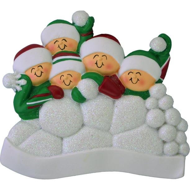 Snowball Fight 5 People Personalized Christmas Ornament DO-IT-YOURSELF - Walmart.com - Walmart.com
