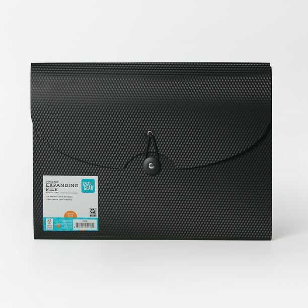 Pen + Gear Poly Durable 7 Pockets Expanding File, Textured Black