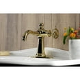 thumbnail image 3 of Kingston Brass KSD3542RKX Webb One-Handle Single-Hole Bathroom Faucet with Knurled Handle and Push Pop-Up Drain, Polished Brass, 3 of 7