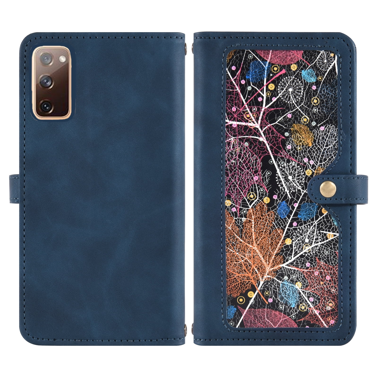 Asuwish Phone Case for Samsung Galaxy S20 FE 5G 6.5 inch Wallet Cover With Screen Protector Crossbody Flip Pattern Zipper Card Holder Cell S 20 EF UW 2022 S20FE5G S20FE 20S S2O Fan Edition 4G G5 Blue