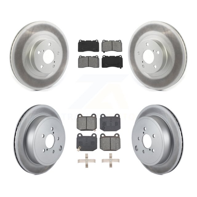 Transit Auto Front Rear Coated Disc Brake Rotors and Semi-Metallic Pads Kit for Car 2019 Toyota 86 TRD Special Edition Without Brembo Brakes KGS-102481