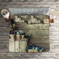 thumbnail image 2 of Ambesonne Rustic Quilted Coverlet 3 Pcs, Grapes in Baskets Picture, Queen Size, Purple Brown, 2 of 2