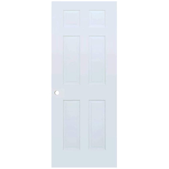 Kimberly Bay Colonial 6-Panel Solid Core Primed White Interior Door Slab with Bore Hole