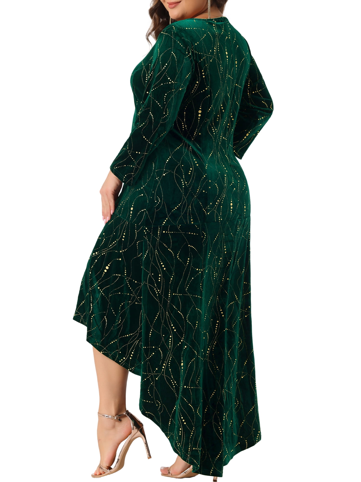DARING DIVA Plus Size Mermaid High Low Hem Maxi Velvet Dress 3X Dark Green