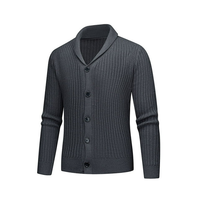 hoksml Men's Casual Ribbed Knit Cardigan Solid Color Long Sleeve Button Front Open Sweater Fall Winter Fashion Coats