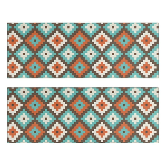 Kitchen Rugs Sets Of 2,Multicolor Ethnic Geometric Pattern Anti Fatigue Kitchen Mat Rugs Non Slip Washable,Decorative Kitchen Floor Mats for Kitchen,Sink,Laundry,17"X47"