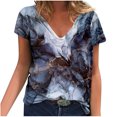 thumbnail image 2 of ICHUANYI Clearance Women V-neck Floral Print T- Fashion Comfortable Female Blouses Tops(Navy, L) ICHUANYI WER2023081000066, 2 of 5