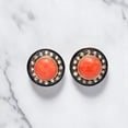 thumbnail image 2 of Sterling Silver Pave Diamond Coral Stud Earrings, Minimalist Studs, Gift ForWife, 2 of 4