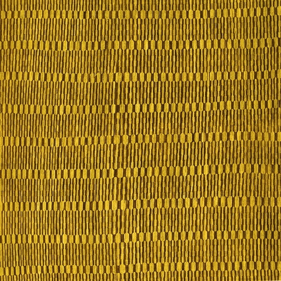 Ahgly Company Machine Washable Indoor Square Abstract Yellow Contemporary Area Rugs, 8' Square