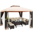 thumbnail image 4 of Topbuy 10'x10'Outdoor Canopy Gazebo Art Steel Frame 2-Tiers Party Patio Large Canopy Gazebo W/Netting&Side Walls, 4 of 8