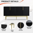thumbnail image 6 of Accent Cabinet with 4 Doors, Atumon Buffet Cabinet with Gold Metal Legs and Adjustable Shelves, Modern Accent Cabinet, Heavy Duty Storage Cabinet Furniture for Kitchen Dining Room Living Room, Black, 6 of 10
